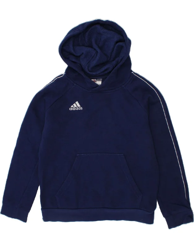 men's hoodie for sports activities -ADIDAS Boys Hoodie Jumper 9-10 Years Navy Blue Cotton