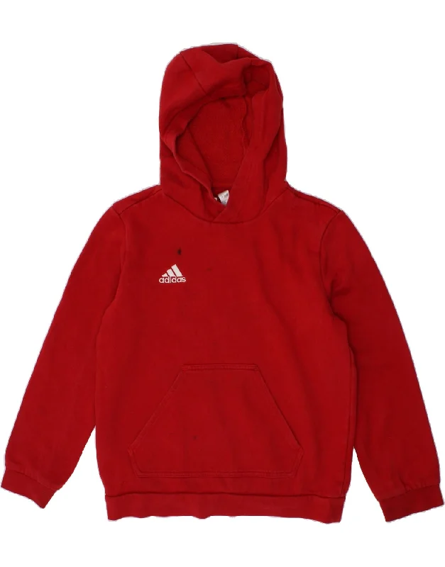 men's printed hoodies -ADIDAS Boys Hoodie Jumper 9-10 Years Red Cotton