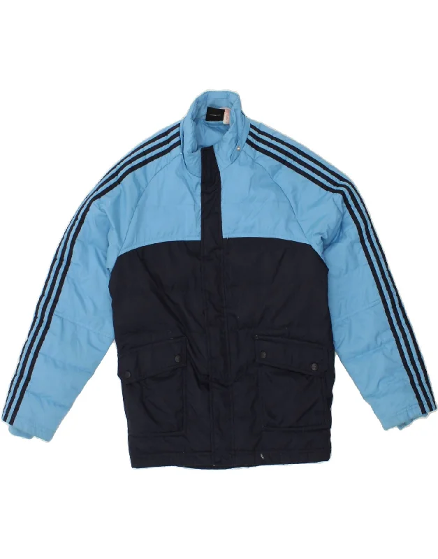 men's vintage jackets -ADIDAS Boys Padded Jacket 13-14 Years Blue Colourblock Polyester