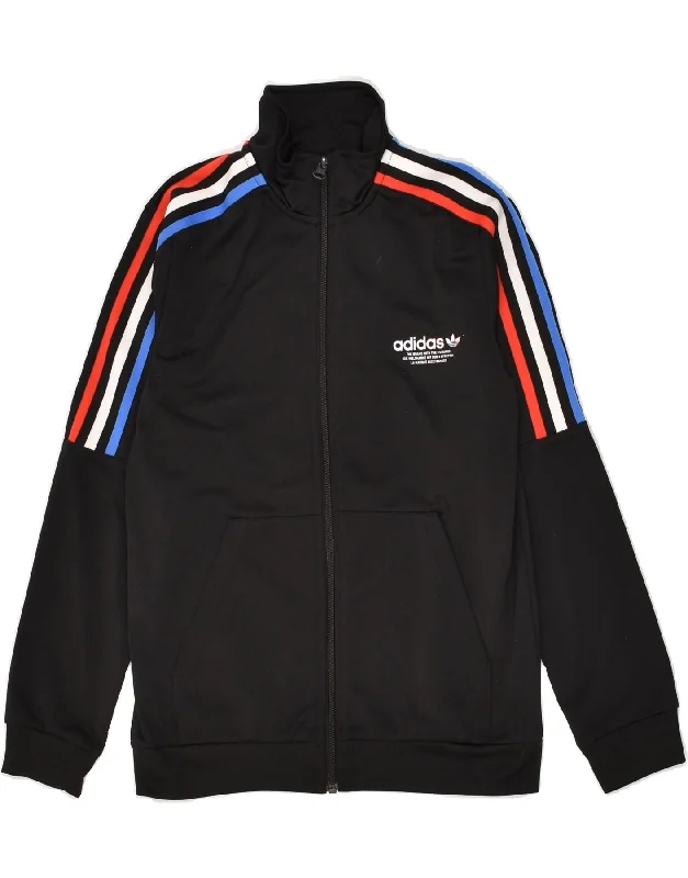 men's rain jackets -ADIDAS Boys Prime Blue Graphic Tracksuit Top Jacket 11-12 Years Black