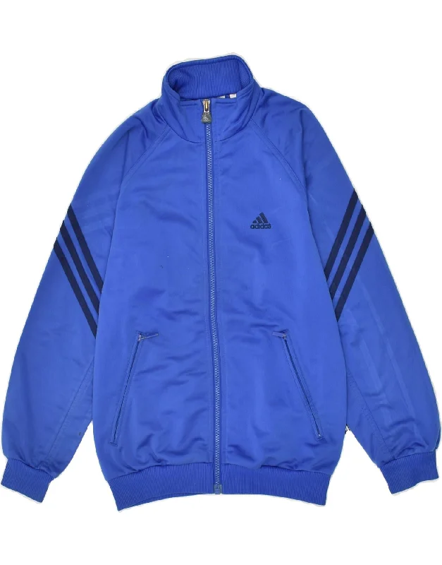 men's parkas -ADIDAS Boys Tracksuit Top Jacket 10-11 Years Blue Polyester