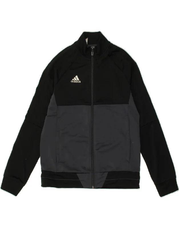 men's trench jackets for winter -ADIDAS Boys Tracksuit Top Jacket 11-12 Years Black Colourblock Polyester