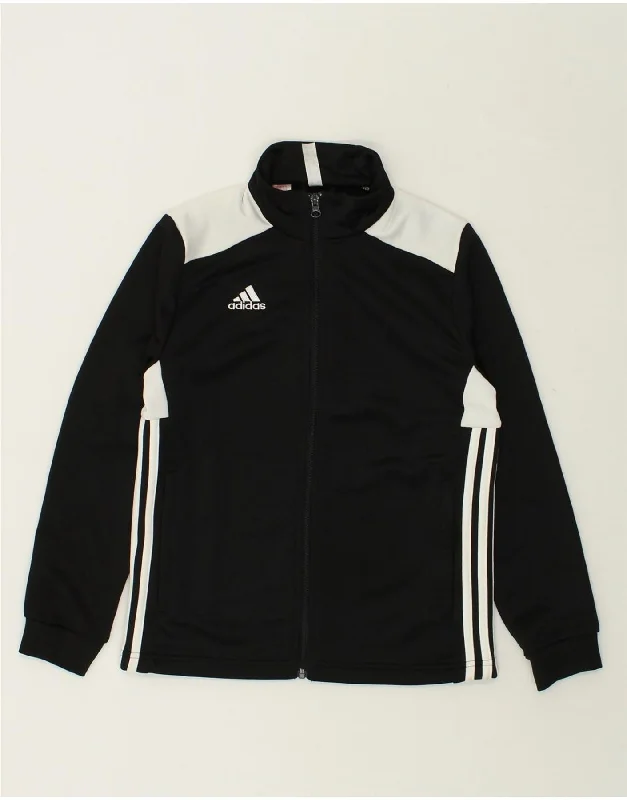 men's warm and insulated jackets -ADIDAS Boys Tracksuit Top Jacket 11-12 Years Black Colourblock Polyester