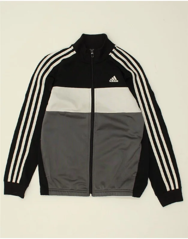 men's heavy-duty jackets for winter -ADIDAS Boys Tracksuit Top Jacket 11-12 Years Black Colourblock Polyester