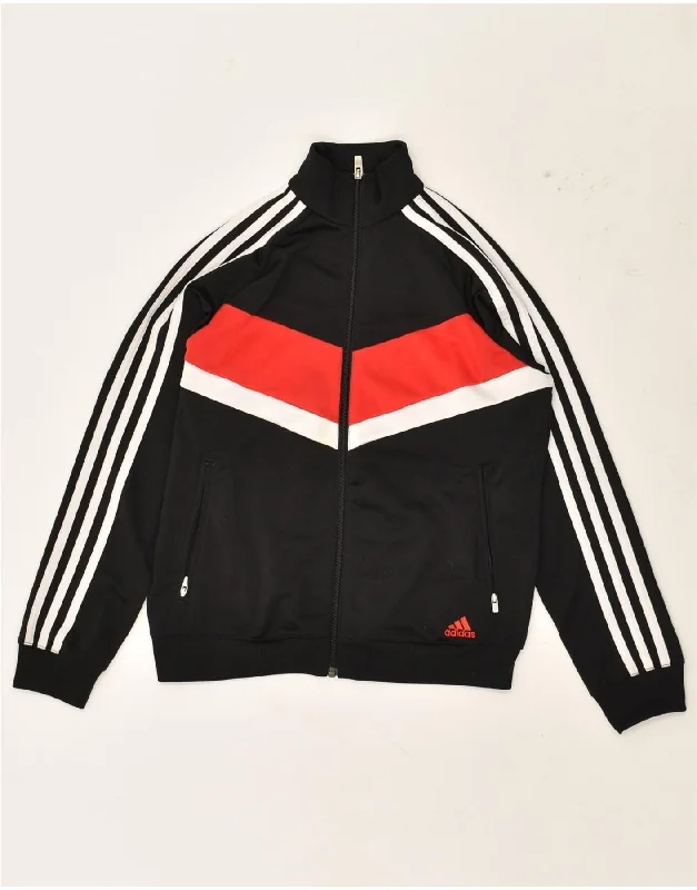 men's sporty jackets -ADIDAS Boys Tracksuit Top Jacket 11-12 Years Black Colourblock Polyester