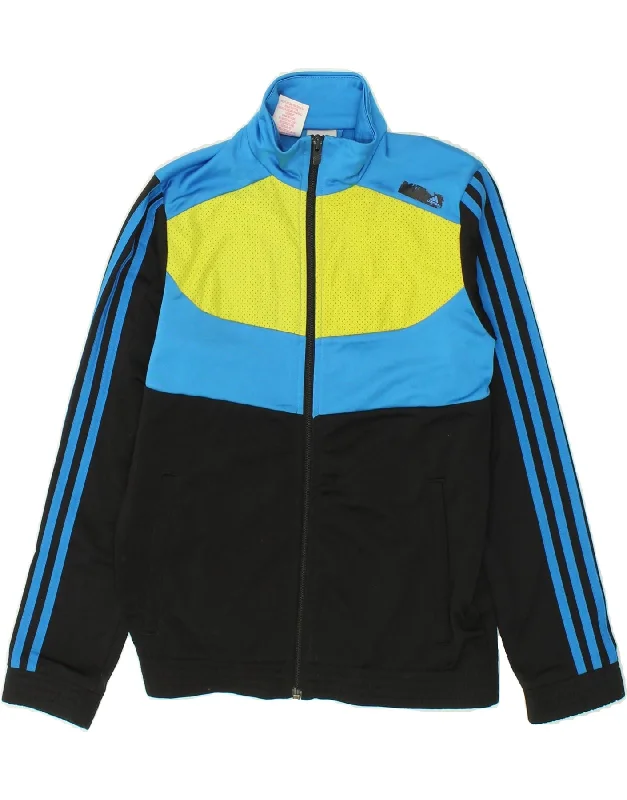 men's custom jackets -ADIDAS Boys Tracksuit Top Jacket 11-12 Years Black Colourblock Polyester