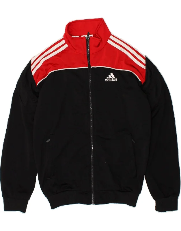 men's formal winter jackets -ADIDAS Boys Tracksuit Top Jacket 11-12 Years Black Colourblock Polyester