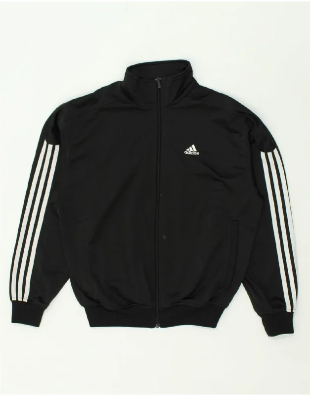 men's trench coats -ADIDAS Boys Tracksuit Top Jacket 11-12 Years Black Polyester