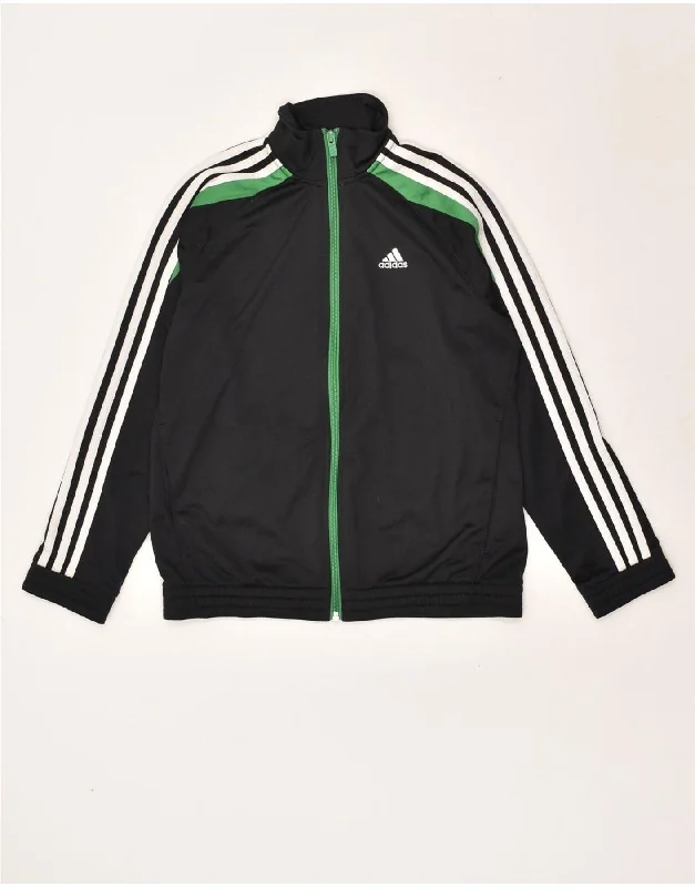 men's stylish black jackets -ADIDAS Boys Tracksuit Top Jacket 11-12 Years Black Polyester