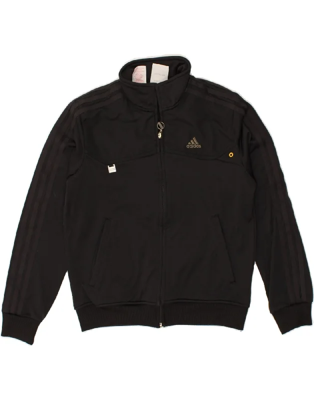 men's waterproof jackets -ADIDAS Boys Tracksuit Top Jacket 11-12 Years Black Polyester