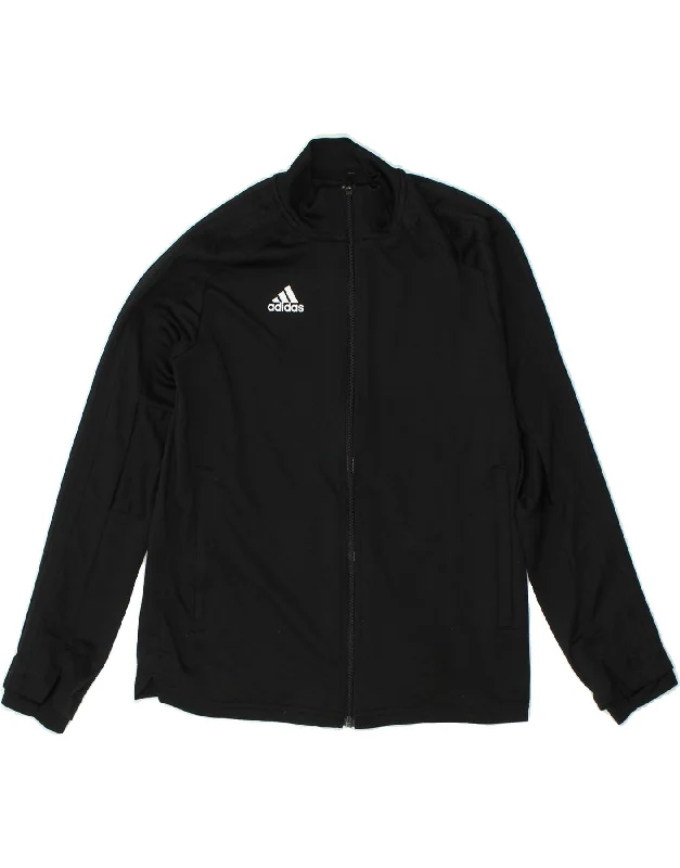 men's lightweight jackets -ADIDAS Boys Tracksuit Top Jacket 11-12 Years Black Polyester