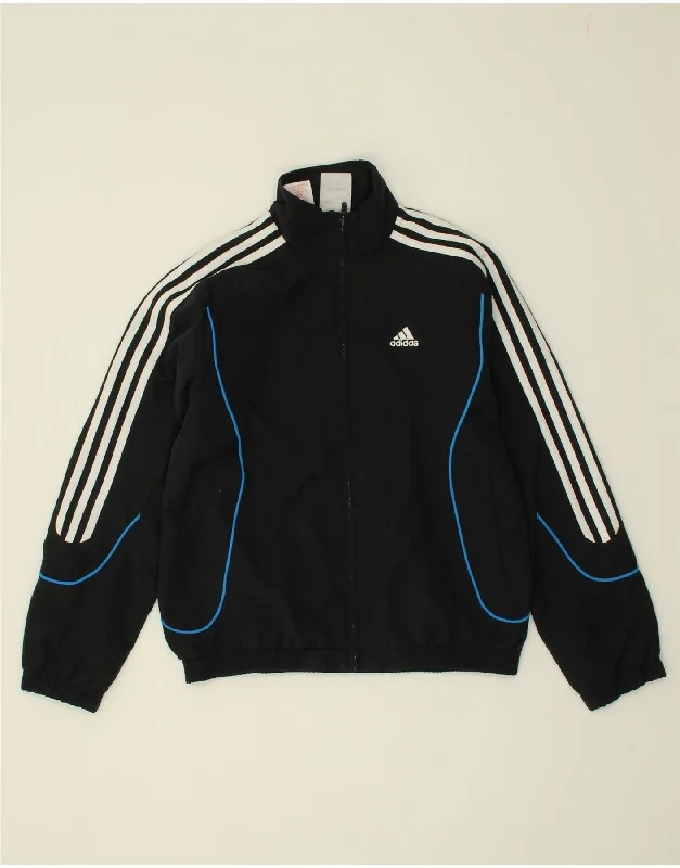 men's weather-resistant jackets -ADIDAS Boys Tracksuit Top Jacket 11-12 Years Black Polyester