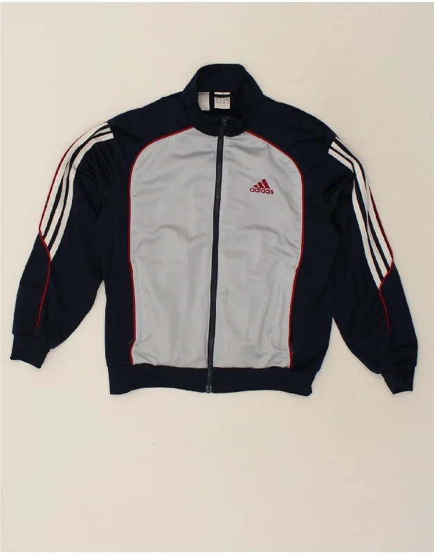 men's slim fit leather jackets -ADIDAS Boys Tracksuit Top Jacket 11-12 Years Navy Blue Colourblock