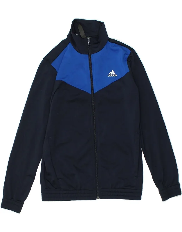 men's stylish jackets for winter -ADIDAS Boys Tracksuit Top Jacket 11-12 Years Navy Blue Colourblock