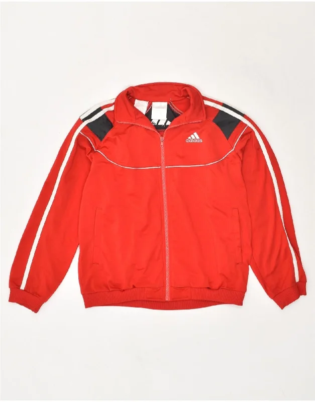 men's lightweight jackets for travel -ADIDAS Boys Tracksuit Top Jacket 11-12 Years Red Colourblock Polyester