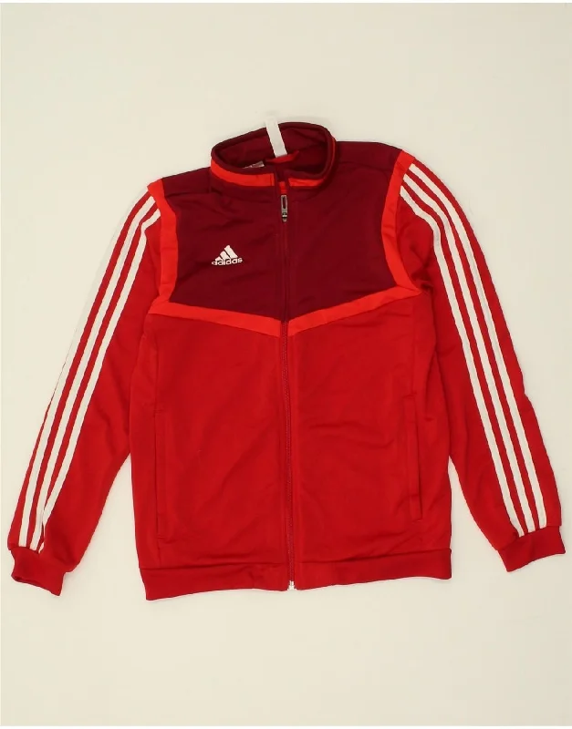 men's down jackets -ADIDAS Boys Tracksuit Top Jacket 11-12 Years Red Colourblock Polyester