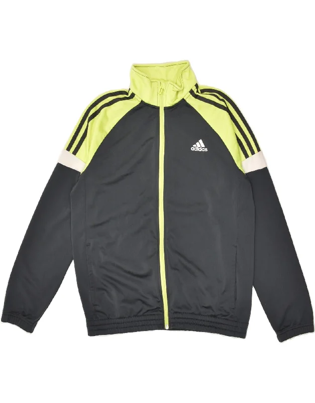 men's slim-fit jackets -ADIDAS Boys Tracksuit Top Jacket 13-14 Years Black Colourblock Polyester