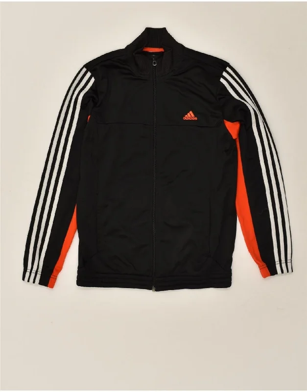 men's packable jackets -ADIDAS Boys Tracksuit Top Jacket 13-14 Years Black Colourblock Polyester