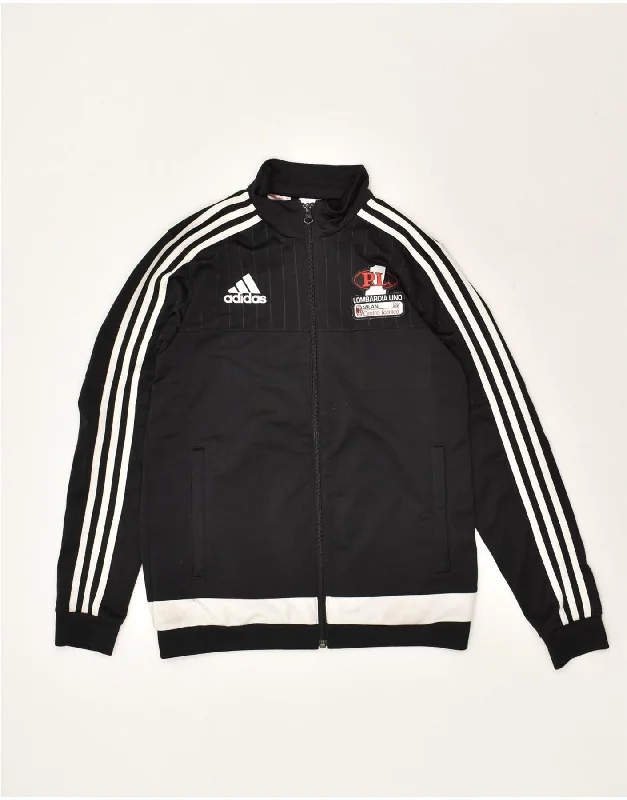 men's down-filled jackets -ADIDAS Boys Tracksuit Top Jacket 13-14 Years Black Polyester