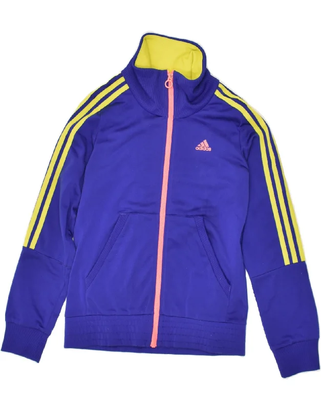 men's outdoor fleece jackets -ADIDAS Boys Tracksuit Top Jacket 13-14 Years Blue Colourblock Polyester