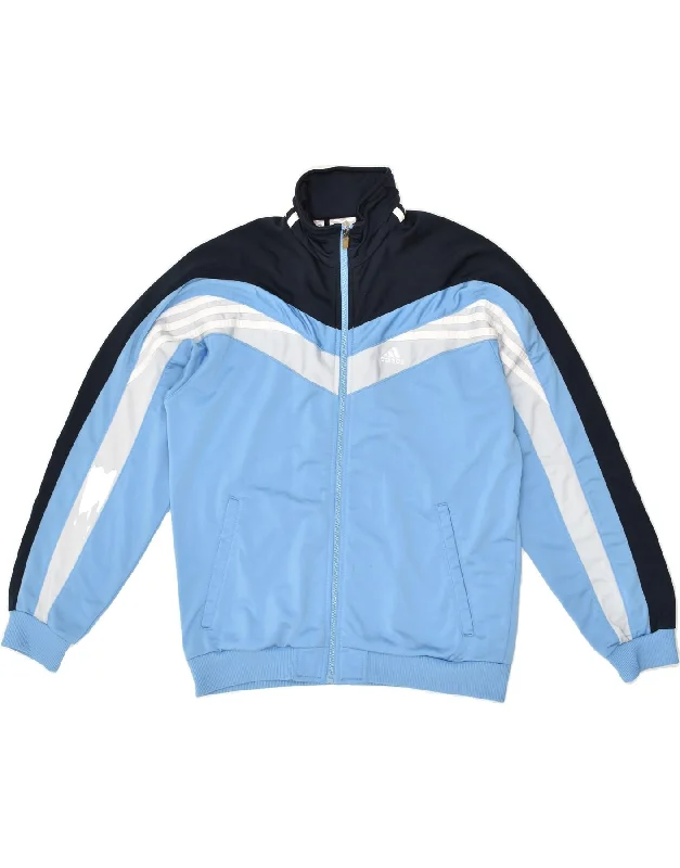 men's athletic jackets for outdoor -ADIDAS Boys Tracksuit Top Jacket 13-14 Years Blue Colourblock Polyester