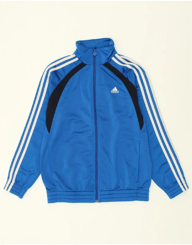 men's parka jackets for cold weather -ADIDAS Boys Tracksuit Top Jacket 13-14 Years Blue Colourblock Polyester