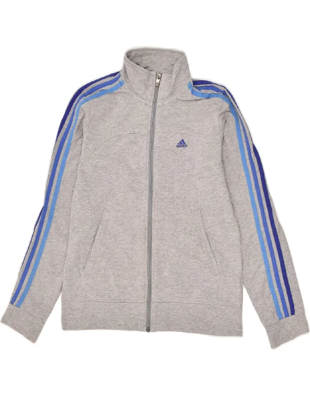 men's comfortable fleece jackets -ADIDAS Boys Tracksuit Top Jacket 13-14 Years Grey Cotton