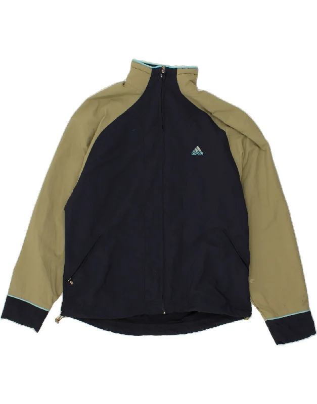 men's windproof jackets -ADIDAS Boys Tracksuit Top Jacket 13-14 Years Navy Blue Colourblock