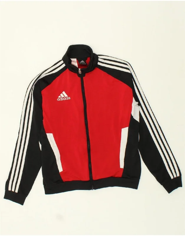 men's insulated winter jackets -ADIDAS Boys Tracksuit Top Jacket 13-14 Years Red Colourblock Polyester