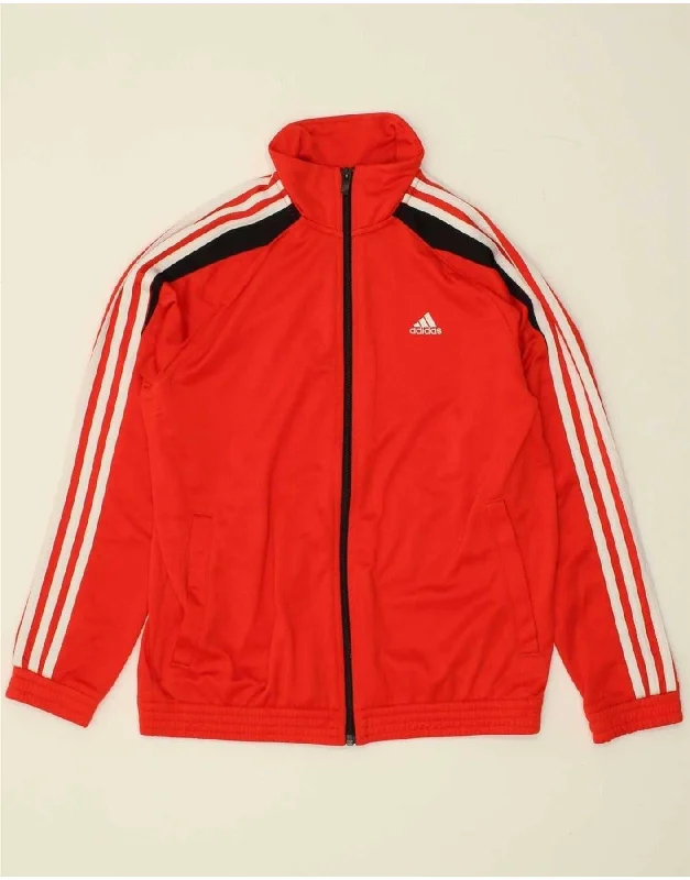 men's lightweight puffer jackets -ADIDAS Boys Tracksuit Top Jacket 13-14 Years Red Polyester