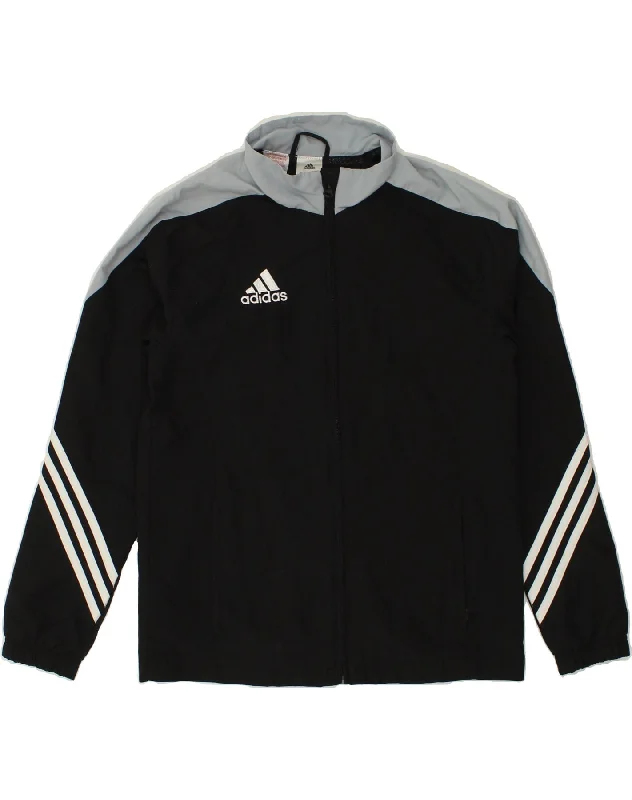 men's stylish outdoor jackets -ADIDAS Boys Tracksuit Top Jacket 13-14 Years XL Black Colourblock