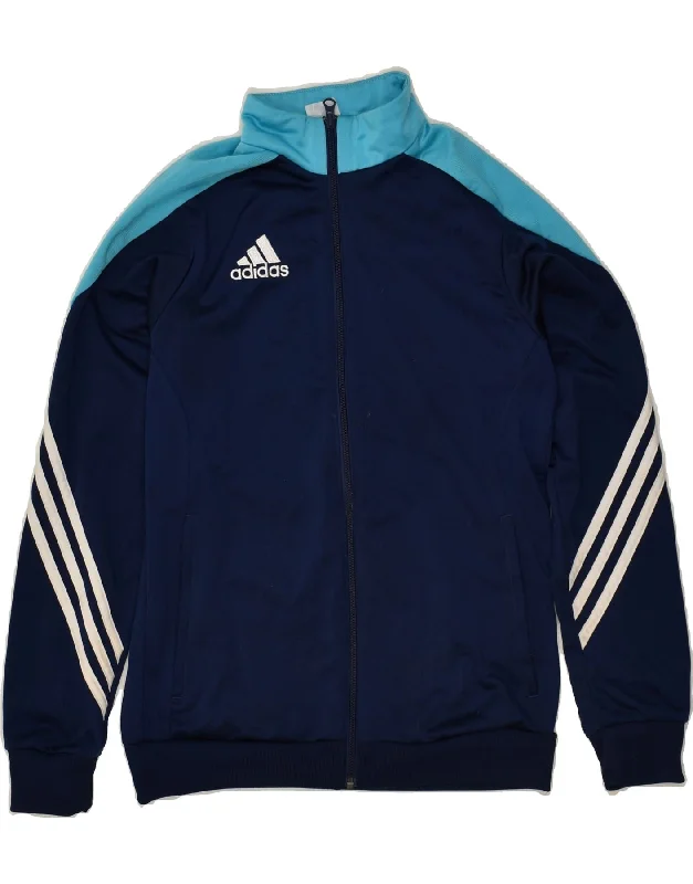 men's stylish outdoor jackets -ADIDAS Boys Tracksuit Top Jacket 13-14 Years XL Navy Blue Colourblock