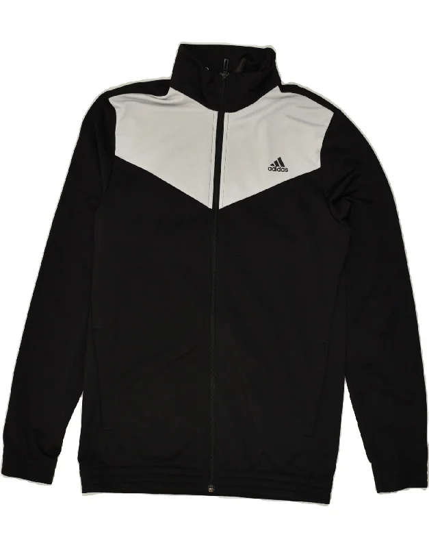 men's workwear jackets -ADIDAS Boys Tracksuit Top Jacket 14-15 Years Black Colourblock Polyester