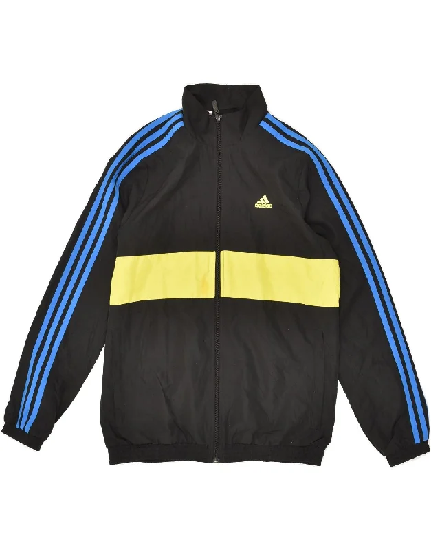 men's winter jackets -ADIDAS Boys Tracksuit Top Jacket 14-15 Years Black Colourblock Polyester