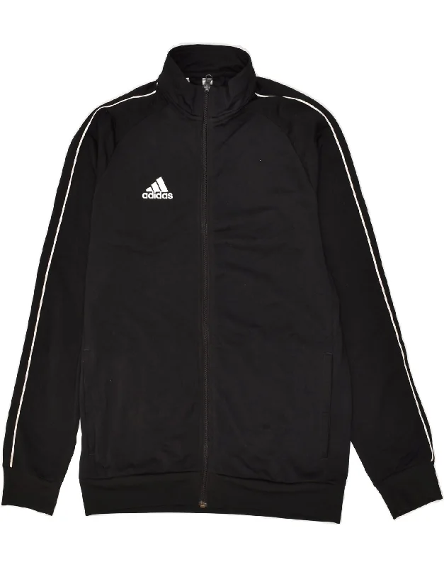 men's casual jackets -ADIDAS Boys Tracksuit Top Jacket 15-16 Years Black Polyester