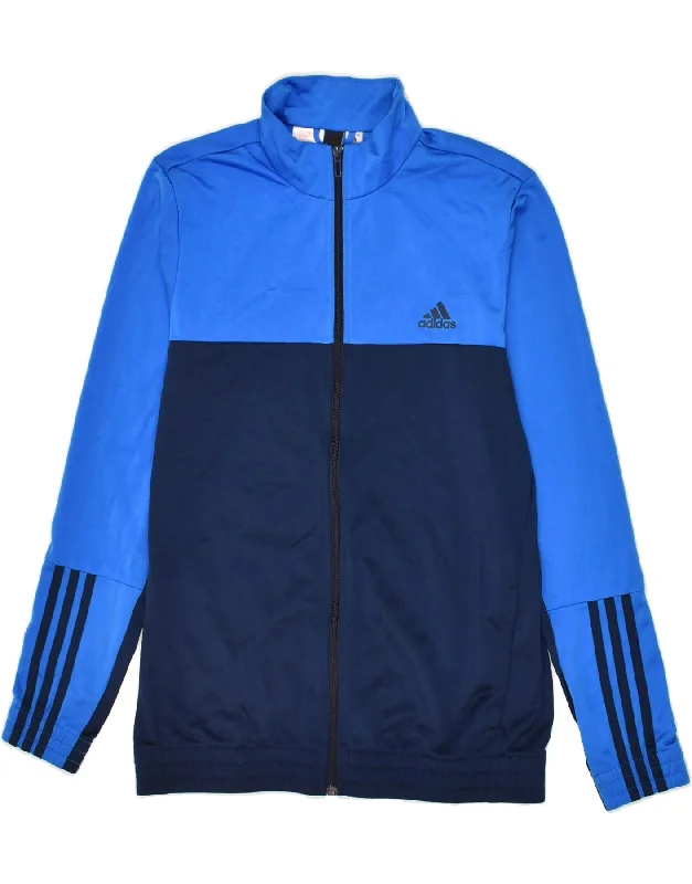 men's winter jackets -ADIDAS Boys Tracksuit Top Jacket 15-16 Years Blue Colourblock Polyester