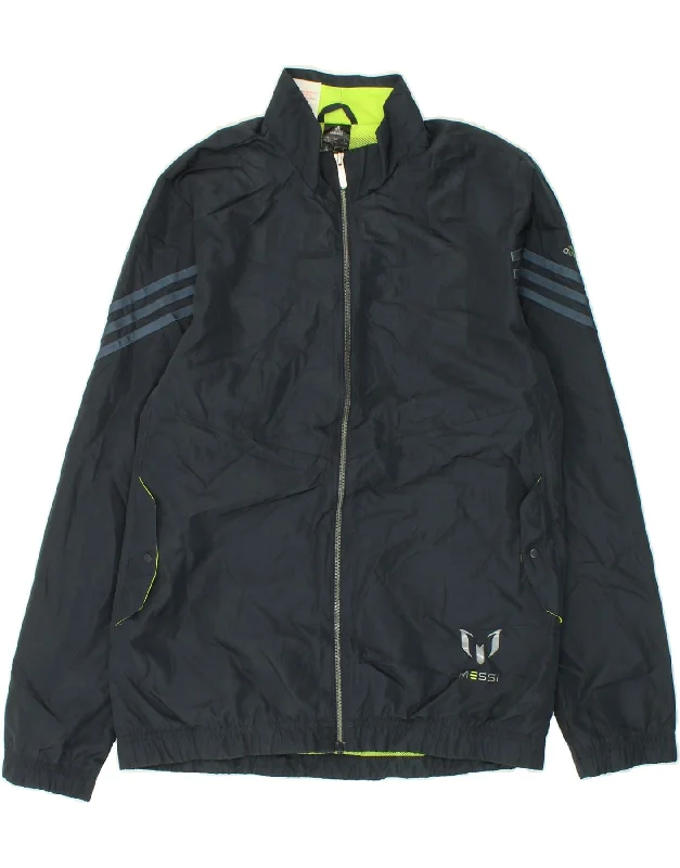 men's rain jackets -ADIDAS Boys Tracksuit Top Jacket 15-16 Years Navy Blue Polyester