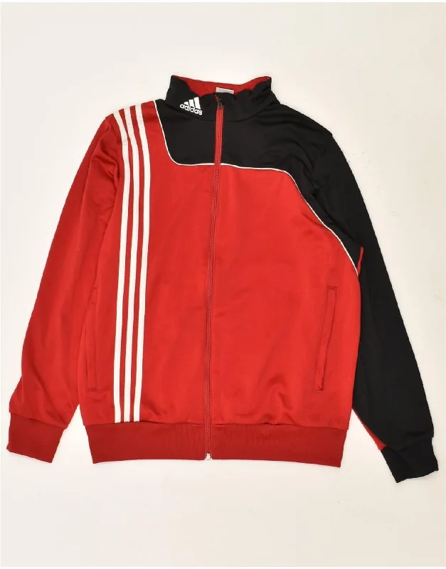 men's performance jackets -ADIDAS Boys Tracksuit Top Jacket 15-16 Years Red Colourblock Polyester