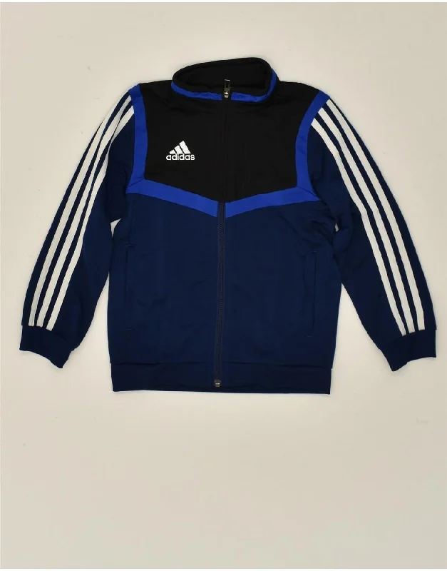 men's wind-resistant jackets -ADIDAS Boys Tracksuit Top Jacket 5-6 Years 2XS  Navy Blue Polyester