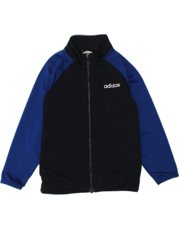 men's workwear jackets -ADIDAS Boys Tracksuit Top Jacket 5-6 Years Black Colourblock