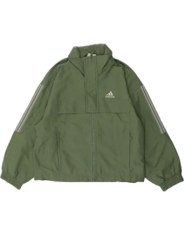 men's travel jackets -ADIDAS Boys Tracksuit Top Jacket 5-6 Years Green Polyester