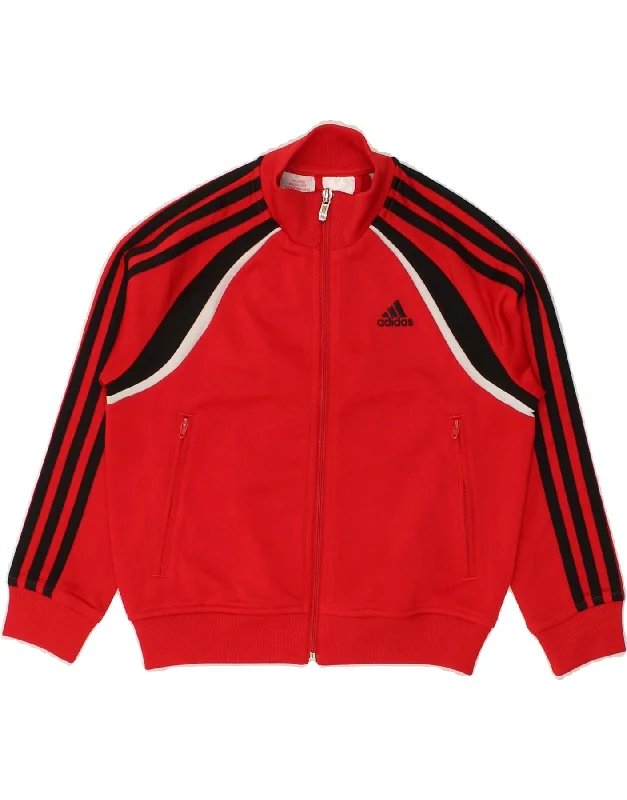 men's parkas -ADIDAS Boys Tracksuit Top Jacket 5-6 Years Red Polyester