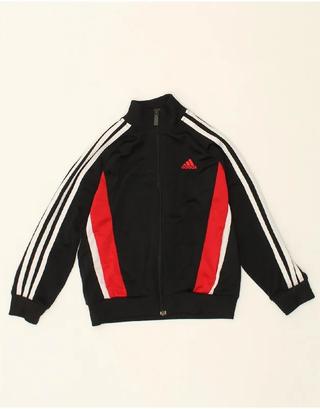 men's custom jackets -ADIDAS Boys Tracksuit Top Jacket 7-8 Years Black Colourblock Polyester