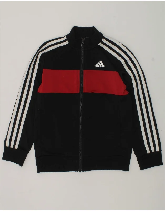 men's tailored jackets -ADIDAS Boys Tracksuit Top Jacket 7-8 Years Black Colourblock Polyester