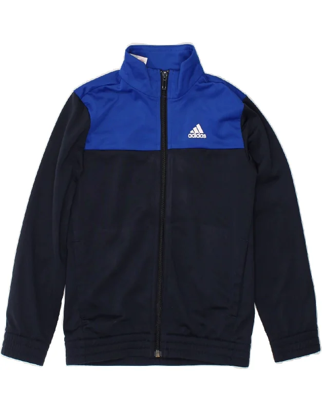 men's thick warm jackets -ADIDAS Boys Tracksuit Top Jacket 7-8 Years Blue Colourblock Polyester