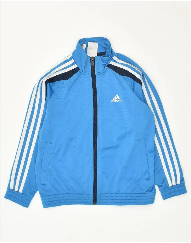 men's formal winter jackets -ADIDAS Boys Tracksuit Top Jacket 7-8 Years Blue Colourblock Polyester