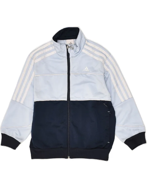 men's work jackets -ADIDAS Boys Tracksuit Top Jacket 7-8 Years Blue Colourblock Polyester