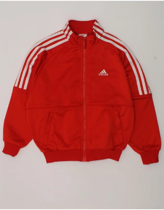 men's sports jackets for work -ADIDAS Boys Tracksuit Top Jacket 7-8 Years Red Polyester