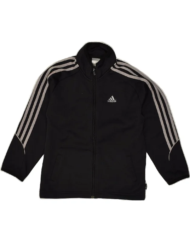 men's quilted jackets for rain -ADIDAS Boys Tracksuit Top Jacket 7-8 Years Small Black