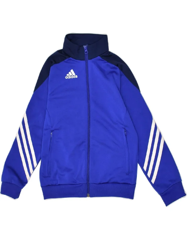 men's versatile jackets for fall -ADIDAS Boys Tracksuit Top Jacket 7-8 Years Small Blue Colourblock